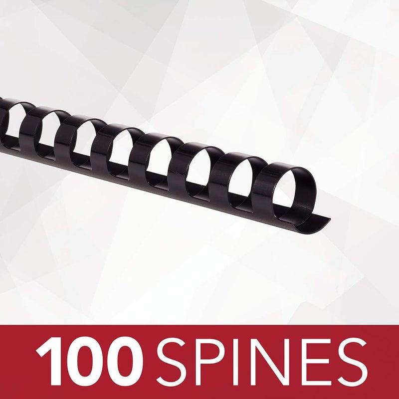 GBC GBC Binding Spines/Spirals/Coils, 1/2" Diameter, 90 Sheet Capacity, CombBind, Black, 100 Pack (4000068) - Image 2