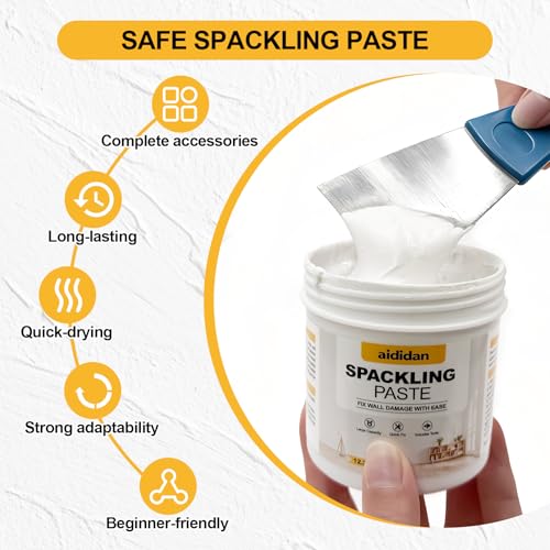 aididan 12.2oz Drywall Hole Repair Kit, A One-Stop Solution for Your Wall Problems (Wall Repair Putty/Wall Patches/Sanding Sponge/Putty Knife/Scrapers/Gloves) for Quickly Repairing Wall Problems (1 Pack) - Image 2