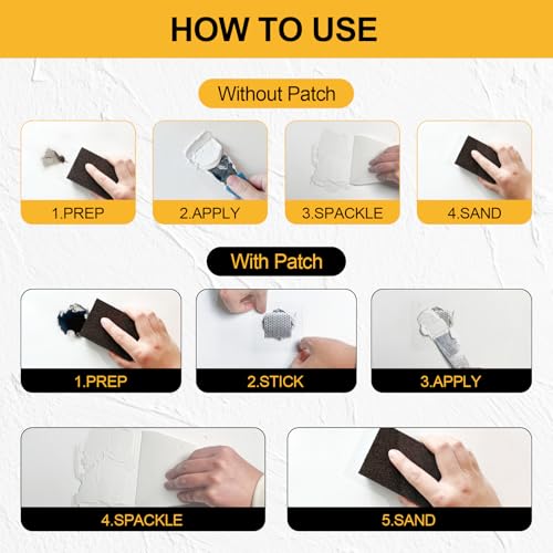 aididan 12.2oz Drywall Hole Repair Kit, A One-Stop Solution for Your Wall Problems (Wall Repair Putty/Wall Patches/Sanding Sponge/Putty Knife/Scrapers/Gloves) for Quickly Repairing Wall Problems (1 Pack) - Image 5
