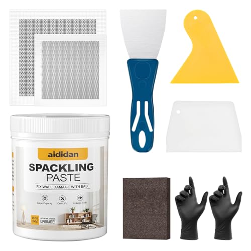aididan 12.2oz Drywall Hole Repair Kit, A One-Stop Solution for Your Wall Problems (Wall Repair Putty/Wall Patches/Sanding Sponge/Putty Knife/Scrapers/Gloves) for Quickly Repairing Wall Problems (1 Pack) - Image 1