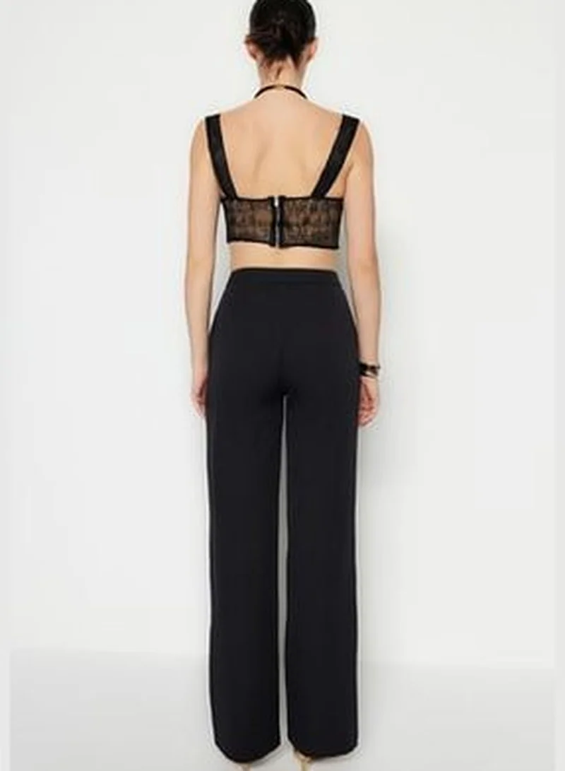 trendyol Black Weave Tube Leg Trousers TPRAW22PL0402