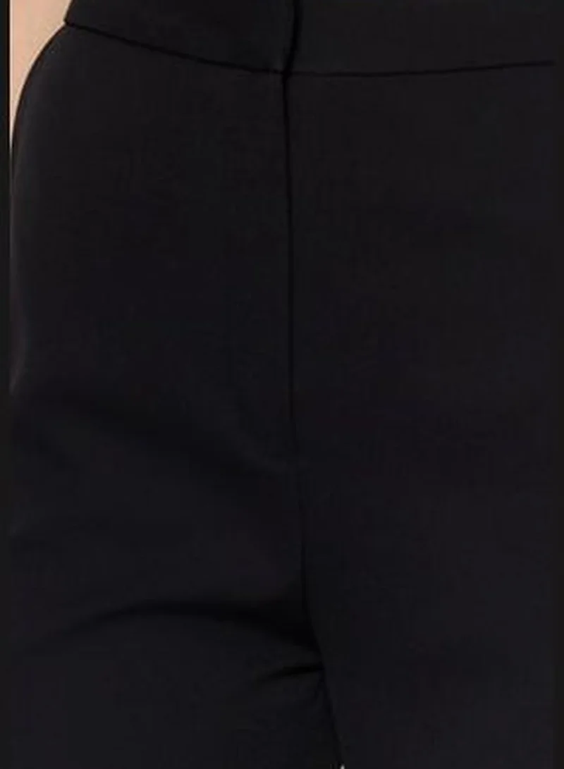trendyol Black Weave Tube Leg Trousers TPRAW22PL0402