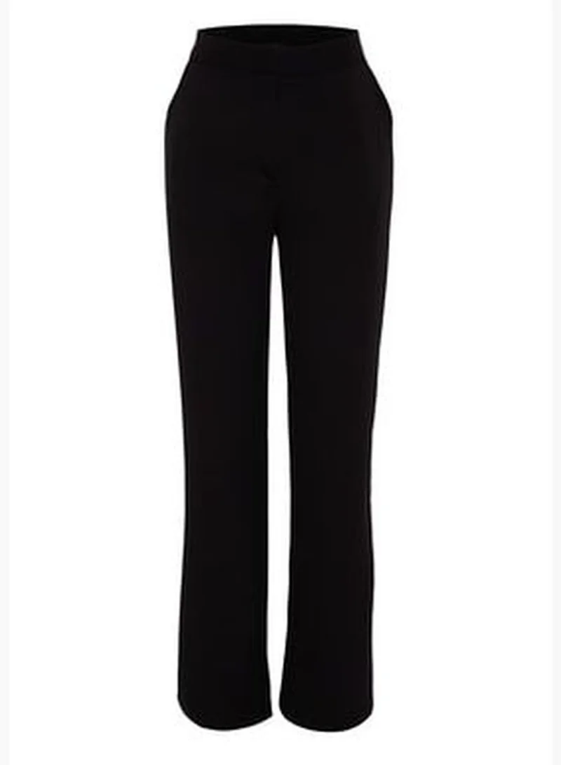 trendyol Black Weave Tube Leg Trousers TPRAW22PL0402