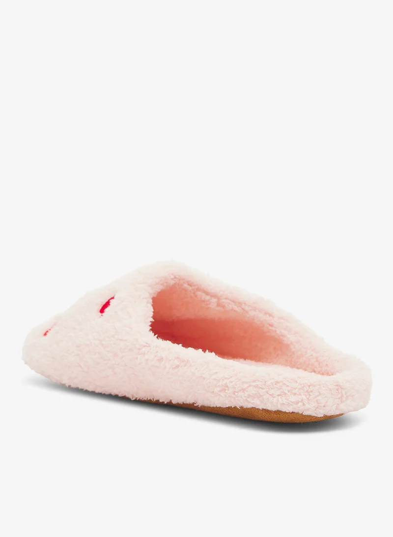 Ginger Heart Printed Fur Bedroom Slippers