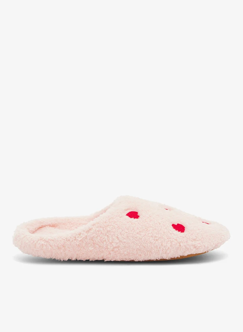 Heart Printed Fur Bedroom Slippers