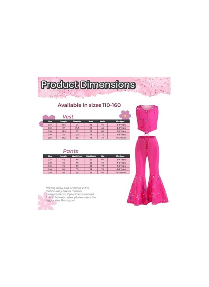 Home Smart Home Smart Cowgirl Costume for Girls Pink Western Cowgirl Suit Princess Costume with Pant Top Bow Tie and Glasses Ideal Gift for Birthday  - Image 2