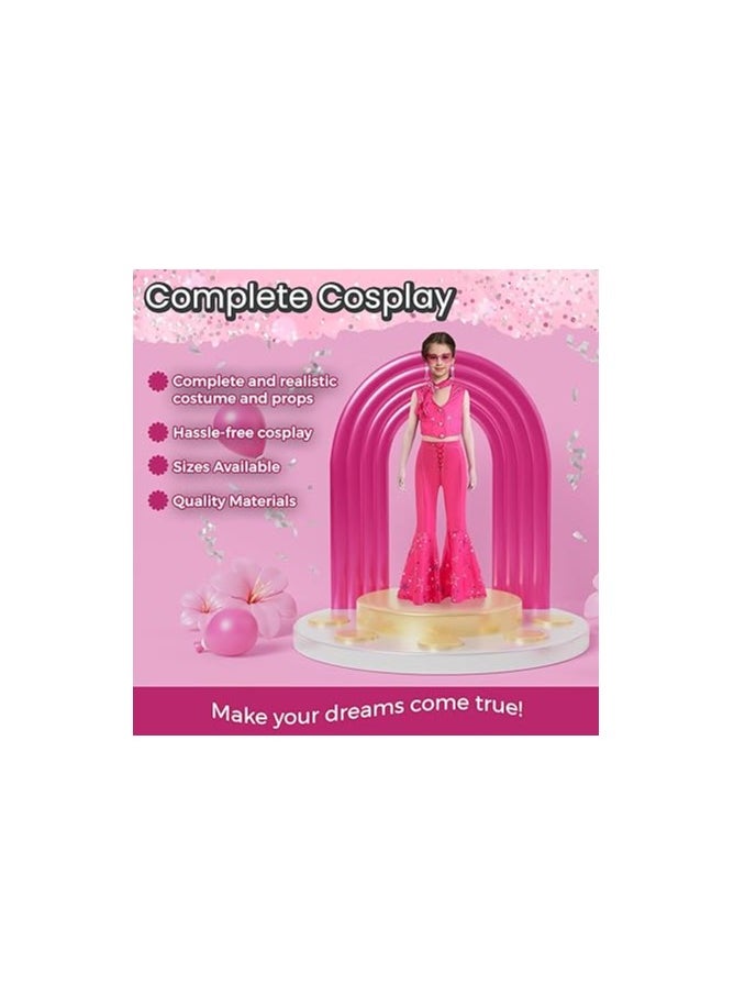 Home Smart Home Smart Cowgirl Costume for Girls Pink Western Cowgirl Suit Princess Costume with Pant Top Bow Tie and Glasses Ideal Gift for Birthday  - Image 4