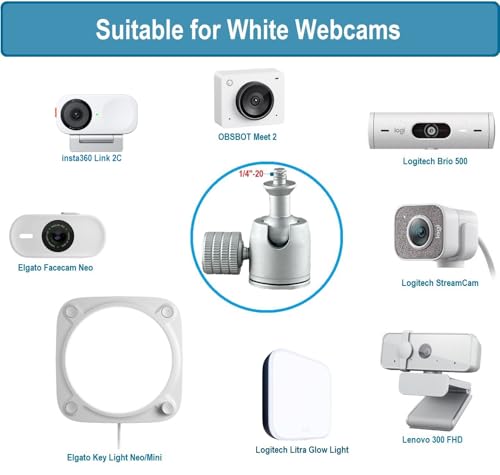 AceTaken White Webcam Magnetic Stand Holder for Logitech Brio 100, Brio 300,Brio 500,C270,C310 webcams - Image 4