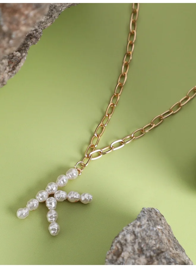 SOHI Pearl Kalphabet Artificial Necklace Jewellery