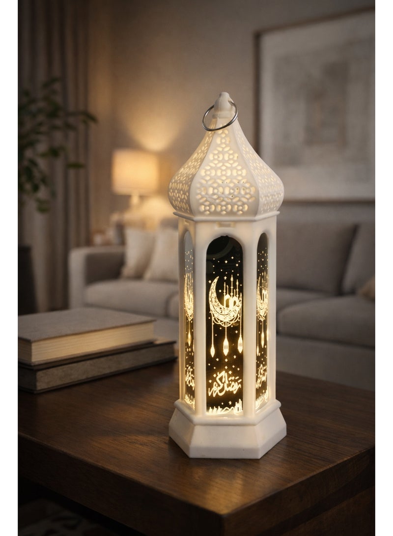 فانوس رمضان LED أبيض ديكور منزلي – موديل K06-134 – قطعة واحدة – مقاس 20 × 6 × 6 سم - Image 3