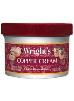 Wrights Copper and Brass Cream Cleaner - Gently Cleans Removes Tarnish Without Scratching White, Whether It’s for Kitchenware, Décor Items, Jewelry, or Collectibles 227gr