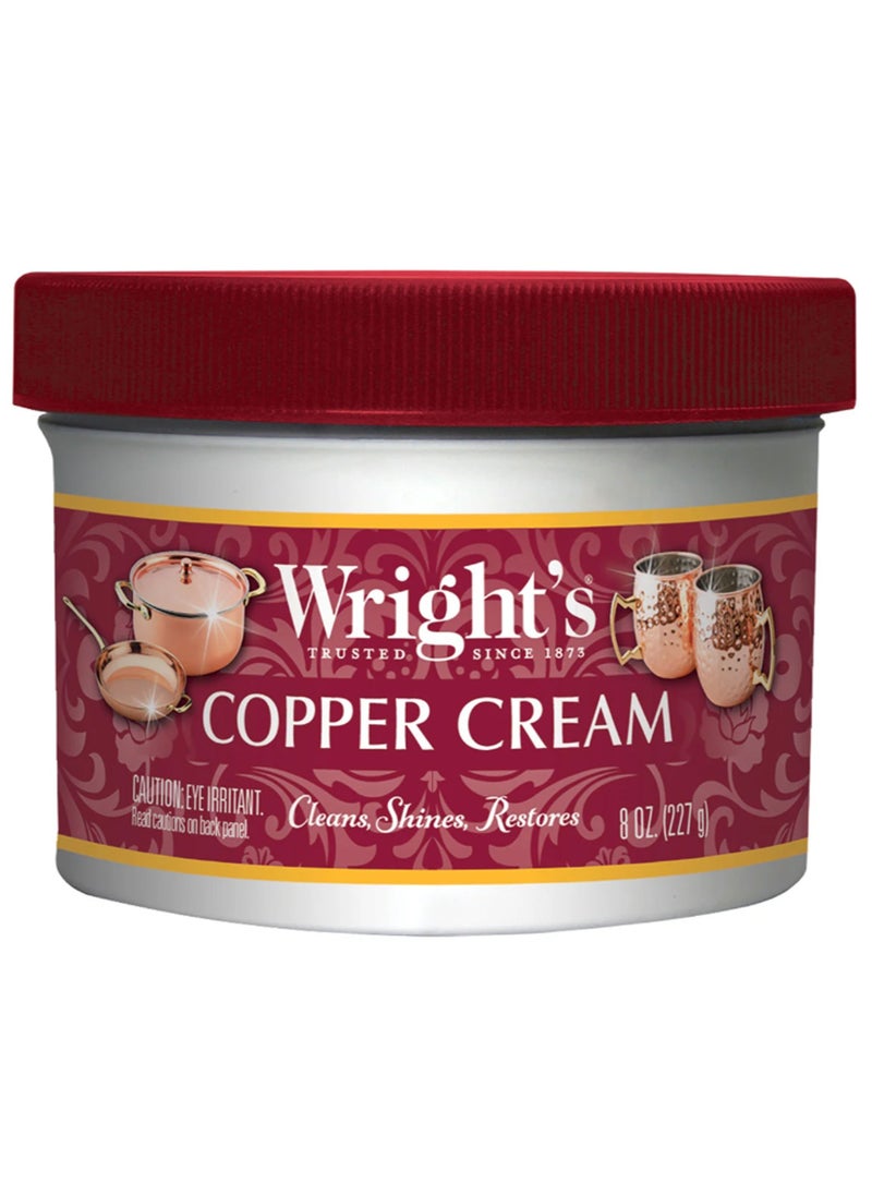 Wright's - Wrights Copper and Brass Cream Cleaner - Gently Cleans Removes Tarnish Without Scratching White, Whether It’s for Kitchenware, Décor Items, Jewelry, or Collectibles 227gr - Image 1