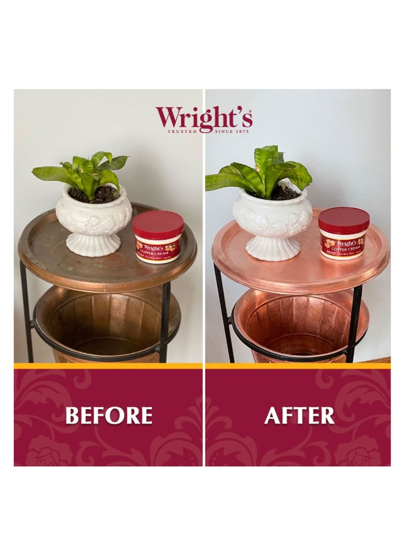 Wright's - Wrights Copper and Brass Cream Cleaner - Gently Cleans Removes Tarnish Without Scratching White, Whether It’s for Kitchenware, Décor Items, Jewelry, or Collectibles 227gr - Image 1