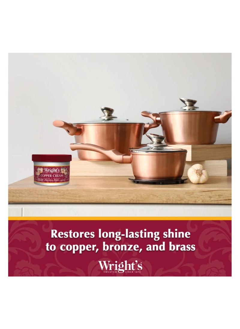 Wright's - Wrights Copper and Brass Cream Cleaner - Gently Cleans Removes Tarnish Without Scratching White, Whether It’s for Kitchenware, Décor Items, Jewelry, or Collectibles 227gr - Image 1