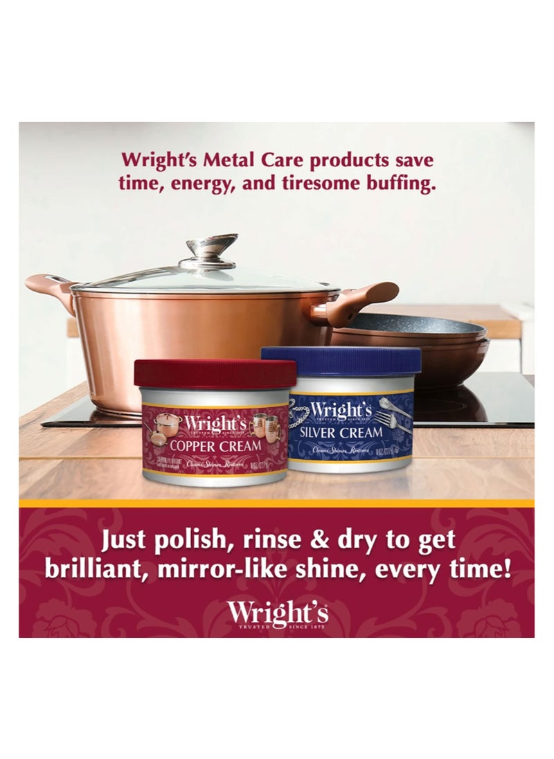 Wright's - Wrights Copper and Brass Cream Cleaner - Gently Cleans Removes Tarnish Without Scratching White, Whether It’s for Kitchenware, Décor Items, Jewelry, or Collectibles 227gr - Image 1