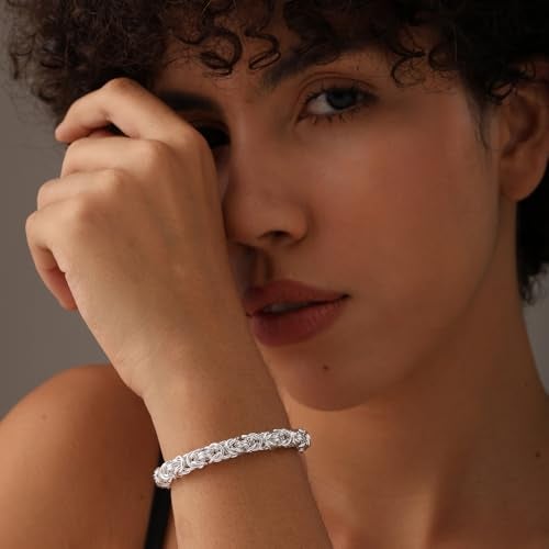 LeCalla 925 Sterling Silver Byzantine Bracelet Jewelry | Italian Sliding Bolo Chain Bracelet for Women - Image 5
