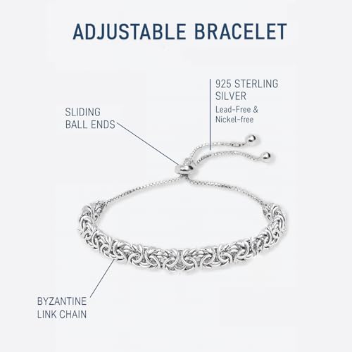 LeCalla 925 Sterling Silver Byzantine Bracelet Jewelry | Italian Sliding Bolo Chain Bracelet for Women - Image 3