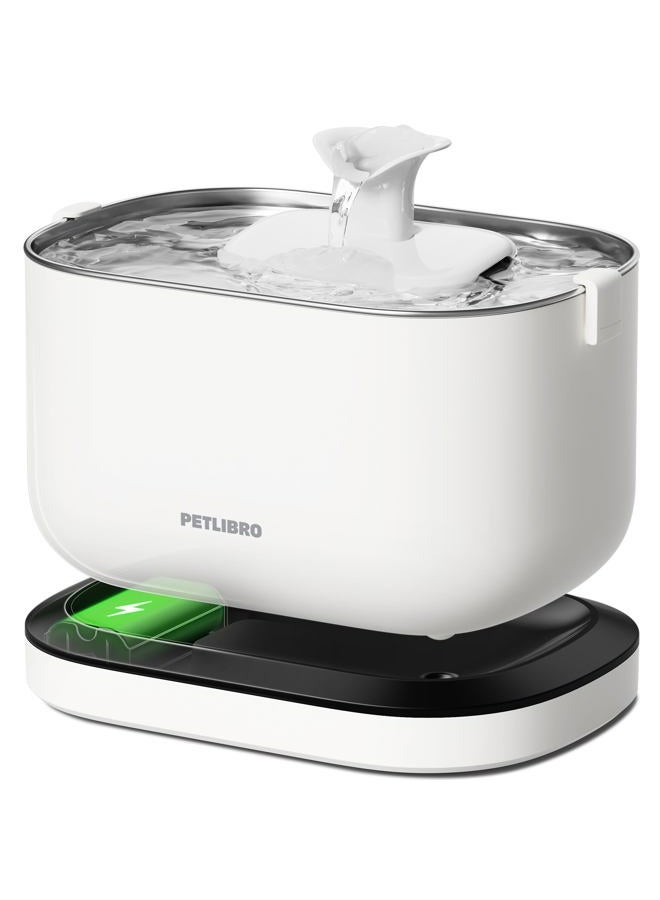 PETLIBRO Cordless Cat Water Fountain, Rechargeable Battery Operated Wireless Pet Water Fountain, 2.5L/84oz Cat Water Dispenser for Drinking with Quiet Pump Stainless Steel Tray Easy Clean BPA-Free - Image 1