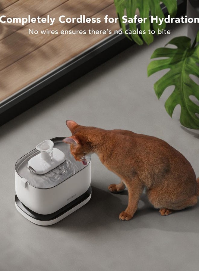 PETLIBRO Cordless Cat Water Fountain, Rechargeable Battery Operated Wireless Pet Water Fountain, 2.5L/84oz Cat Water Dispenser for Drinking with Quiet Pump Stainless Steel Tray Easy Clean BPA-Free - Image 3