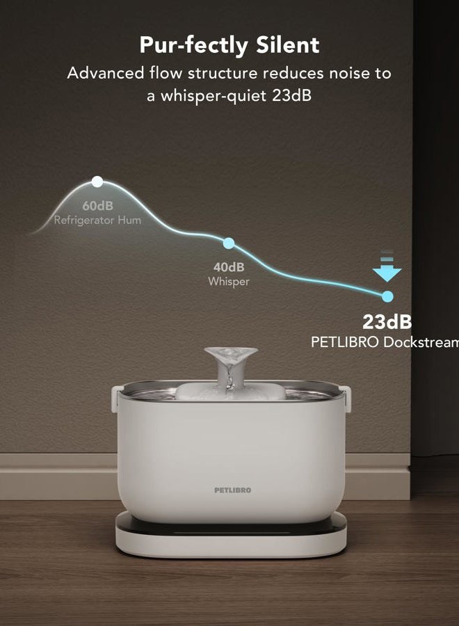 PETLIBRO Cordless Cat Water Fountain, Rechargeable Battery Operated Wireless Pet Water Fountain, 2.5L/84oz Cat Water Dispenser for Drinking with Quiet Pump Stainless Steel Tray Easy Clean BPA-Free - Image 5