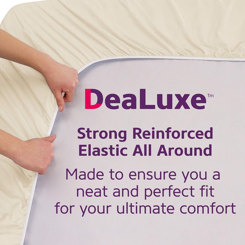 DeaLuxe Full Fitted Sheet Only - REAL [16-Inch] Extra Deep Pocket Full Size Fitted Sheet - Your PERFECTLY-FIT Fitted Sheet for 14 -18  Deep Mattress - Best Fit Bottom Fitted Bed Sheet Full - Beige Light Cream - Image 4