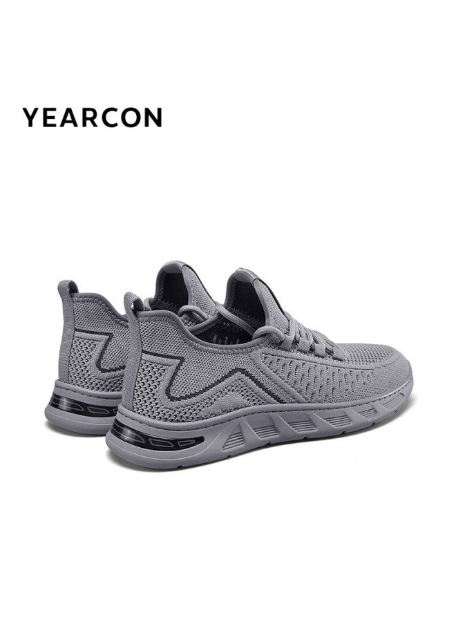 YEARCON Yierkang Men's Outdoor Sports Casual Mesh Shoes Thick-soled Comfortable Trendy Flying Woven Shoes 96899w Grey Size 41 - Image 4