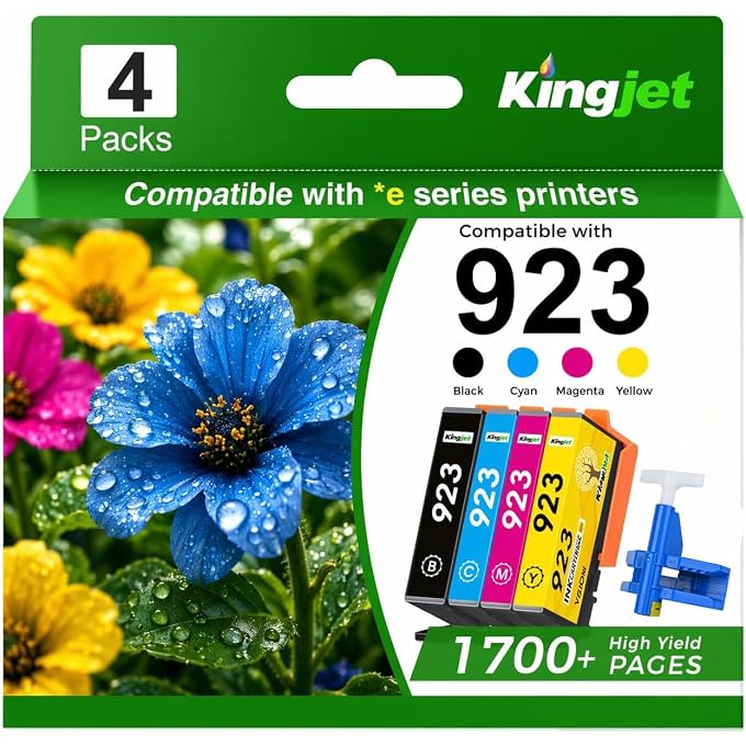 Kingjet Compatible Refill Ink Replacements for 522 T522 Use with Expression ET-2710 ET-2720 ET-4700 EcoTank (2 Black, 1 Cyan, 1 Magenta, 1 Yellow) - 5 Pack