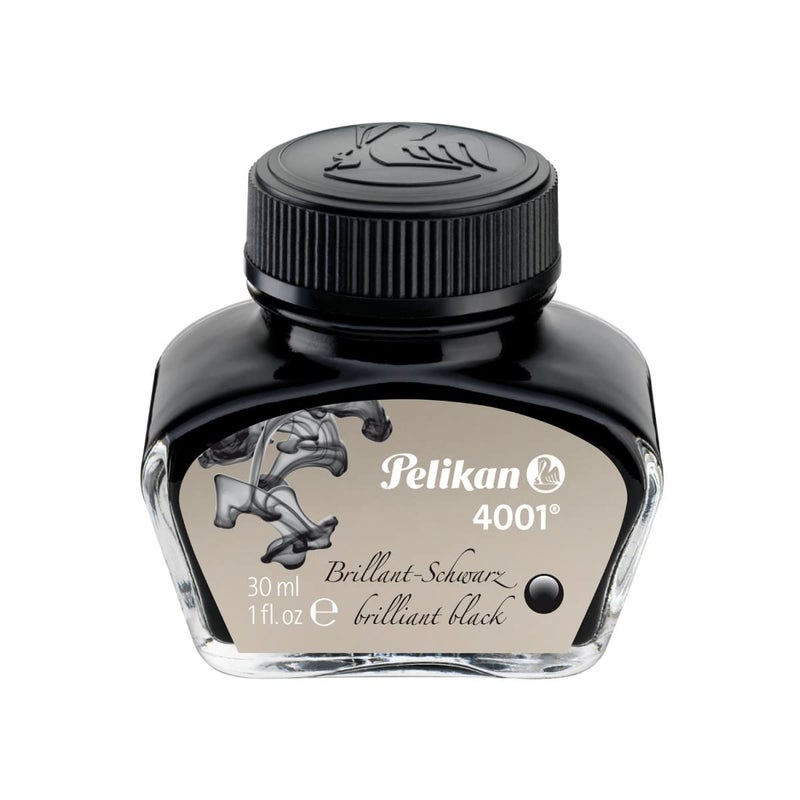 Pelikan Brilliant Black Bottled Ink for Fountain Pens, 30ml (4001) - Image 1