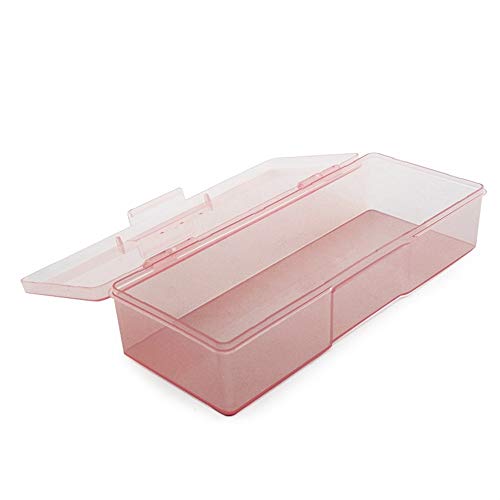 Rolabling Transparent Box Storage Case for Nail Art Equipment Manicure Tool Organzing Pedicure Tool Empty Plastic Box Pink