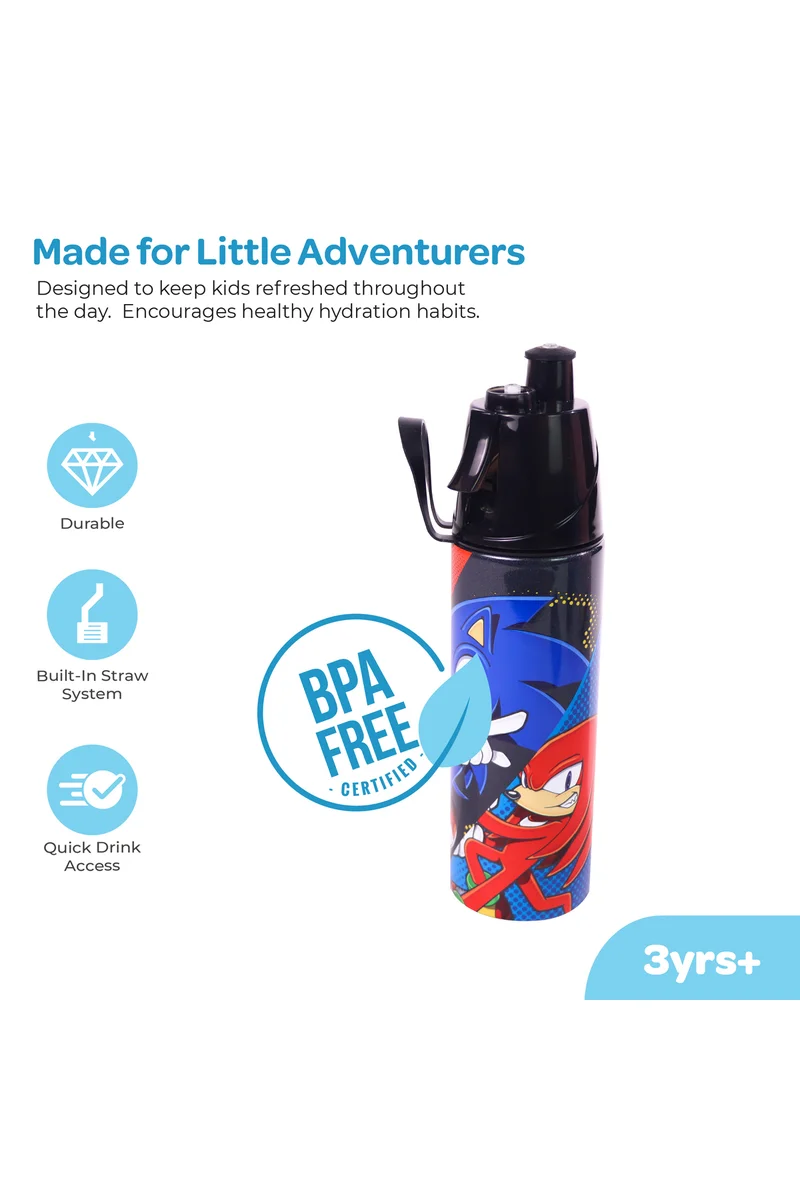 مون MOON Licensed Sonic Kids Water Bottle with Spray Mist | Cooling Spray | BPA-Free  Stainless Steel | Leak-Proof for School, Camping, Hiking, Outdoor Play | Boys Water Bottle |500ml