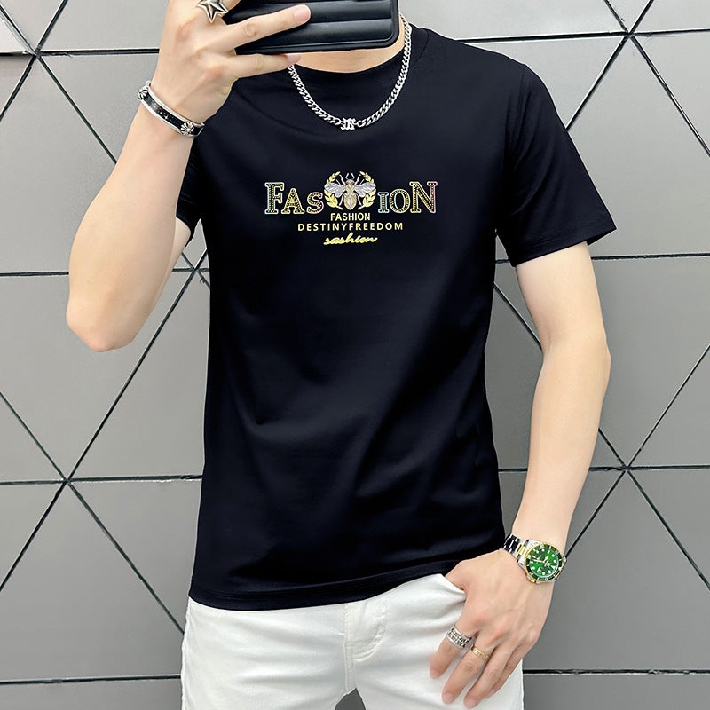 Dropshipping European Fashion Ready Stock 2025 Summer Multi-Color Versatile Letter Printed T-Shirt - Image 4