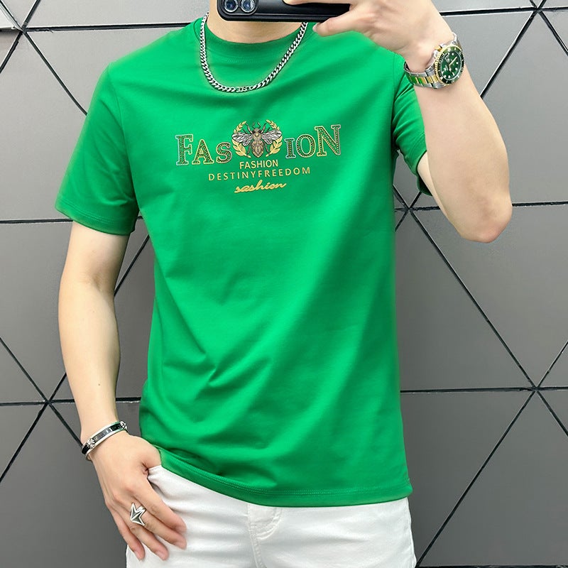 Dropshipping European Fashion Ready Stock 2025 Summer Multi-Color Versatile Letter Printed T-Shirt - Image 1