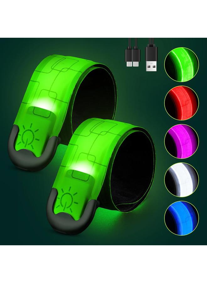 Bluejw Rechargeable LED Armband 2-Pack, High Visibility Reflective Running Gear for Night Safety, 5 Colors & 3 Modes Light Up Armbands for Night Walking, Cycling, Running Gift for Women Men，White - Image 1