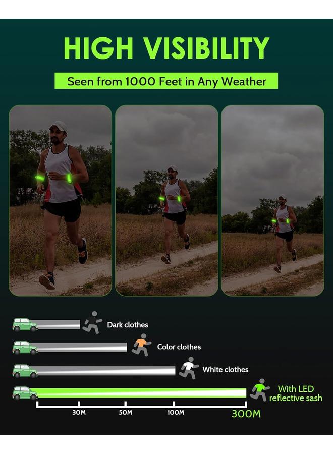Bluejw Rechargeable LED Armband 2-Pack, High Visibility Reflective Running Gear for Night Safety, 5 Colors & 3 Modes Light Up Armbands for Night Walking, Cycling, Running Gift for Women Men，White - Image 3