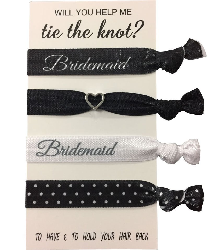 Infinity Collection Bridesmaid Ribbon Hair Ties No Crease Elastics Handtied Ouchless Ponytail Holders Hair Band Bracelet Favors for Bachelorette Parties Bridal Showers