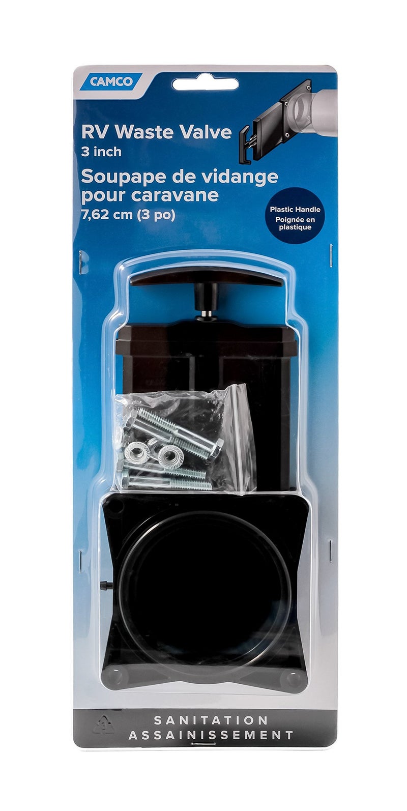 Camco RV Replacement Waste Valve with Handle - Features Durable Plastic Handle & 3-Inch Diameter Valve Opening (39513) - Image 3