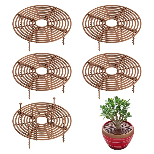 Nufiwra 5 Pcs Plant Pot Grid, 7.48" Cuttable Plant Pot Soil Covers Protectors with 40 Stakes, Keep Cats Out of Indoor Potted Plants (5Pcs 7.48") - Image 1