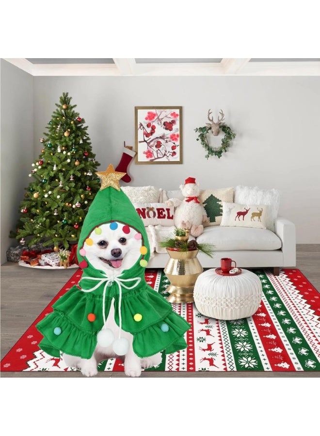 أزياء الحيوانات الأليفة، والأزياء التنكرية للقطط والكلاب الأليفة، والعباءات عيد الميلاد (النجوم الخضراء) - Image 4