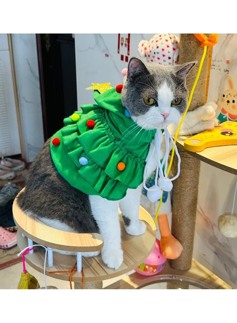 أزياء الحيوانات الأليفة، والأزياء التنكرية للقطط والكلاب الأليفة، والعباءات عيد الميلاد (النجوم الخضراء) - Image 2