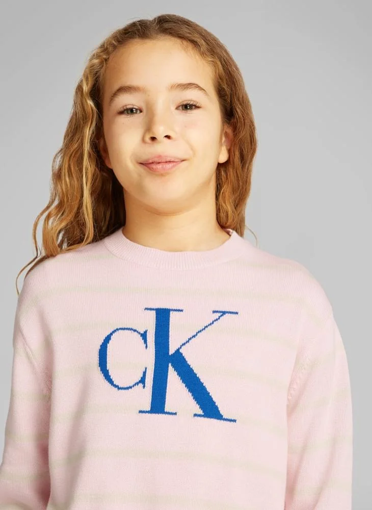 كالفن كلاين جينز Youth Stripe Logo Sweater