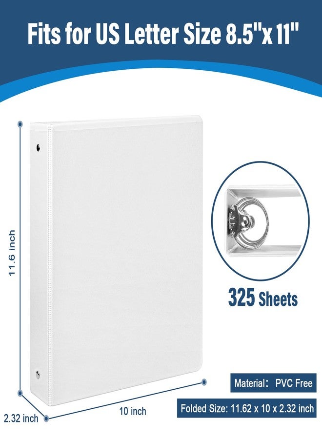 XRUNMIX 1.5-Inch 3-Ring Binder with Pockets, 1-1/2’’ Premium View Binders with Three Ring Binders Holds up to 325 Sheets US Letter Size, Bulk Pack of 6, Perfect for Home, Office, and School (1.5-inch) White - Image 2