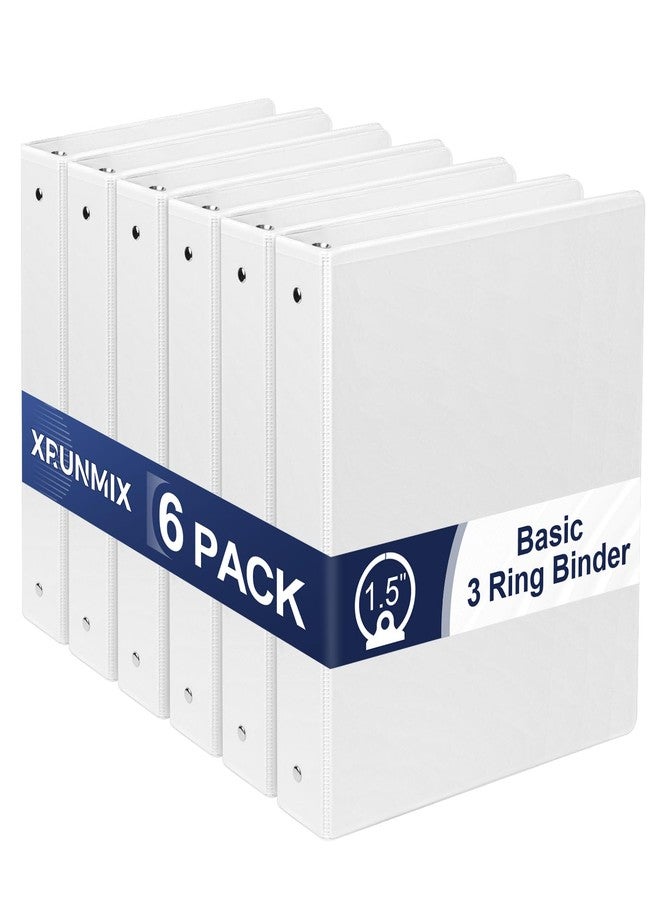 XRUNMIX 1.5-Inch 3-Ring Binder with Pockets, 1-1/2’’ Premium View Binders with Three Ring Binders Holds up to 325 Sheets US Letter Size, Bulk Pack of 6, Perfect for Home, Office, and School (1.5-inch) White - Image 1
