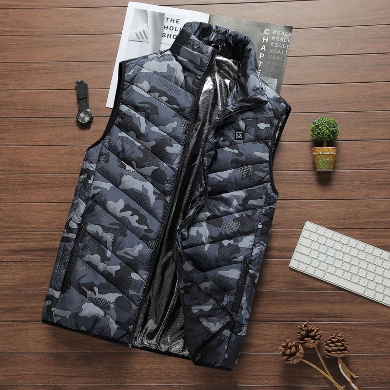 District Two Four Nine Electric Solid Color Vest Men'S Intelligent Constant Temperature Heating Vest Heating Clothes Cotton Clothes Warm Clothes - Image 1