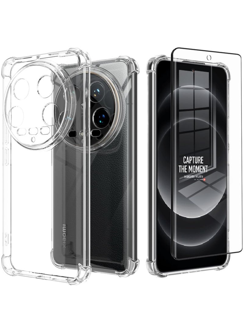 general Case Compatible with Xiaomi 14 Ultra, with 2 Screen Protectors, Mobile Phone Case, Transparent Soft Silicone TPU Protective Bumper Case for Xiaomi 14 Ultra 5G - Image 1