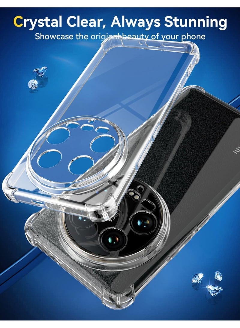 general Case Compatible with Xiaomi 14 Ultra, with 2 Screen Protectors, Mobile Phone Case, Transparent Soft Silicone TPU Protective Bumper Case for Xiaomi 14 Ultra 5G - Image 2