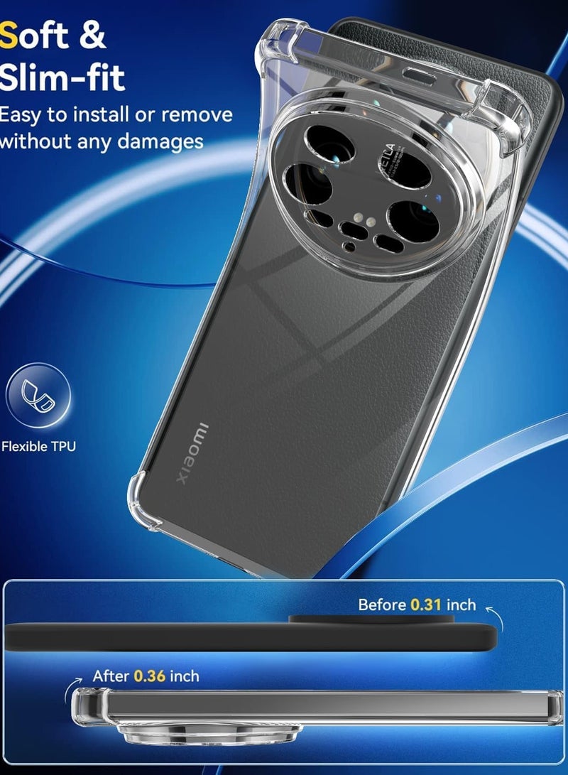 general Case Compatible with Xiaomi 14 Ultra, with 2 Screen Protectors, Mobile Phone Case, Transparent Soft Silicone TPU Protective Bumper Case for Xiaomi 14 Ultra 5G - Image 3