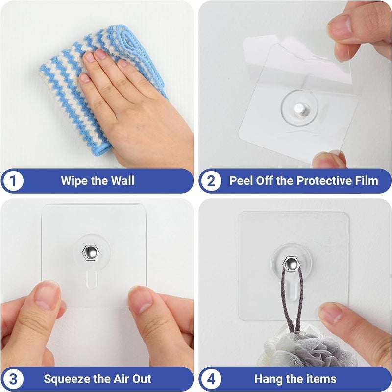 OLICOM Milton Wall Screw Hooks No Drill SelfAdhesive Nail Stickers for Wall HeavyDuty Transparent Hooks for Hanging Strong Waterproof and Reusable Perfect for Bathroom Kitchen and Home Pack of 5  - Image 3