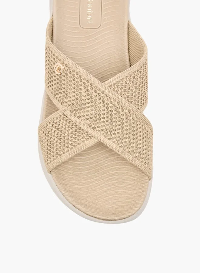 Le Confort Women Knit Textured Slip-On Cross Strap Sandals