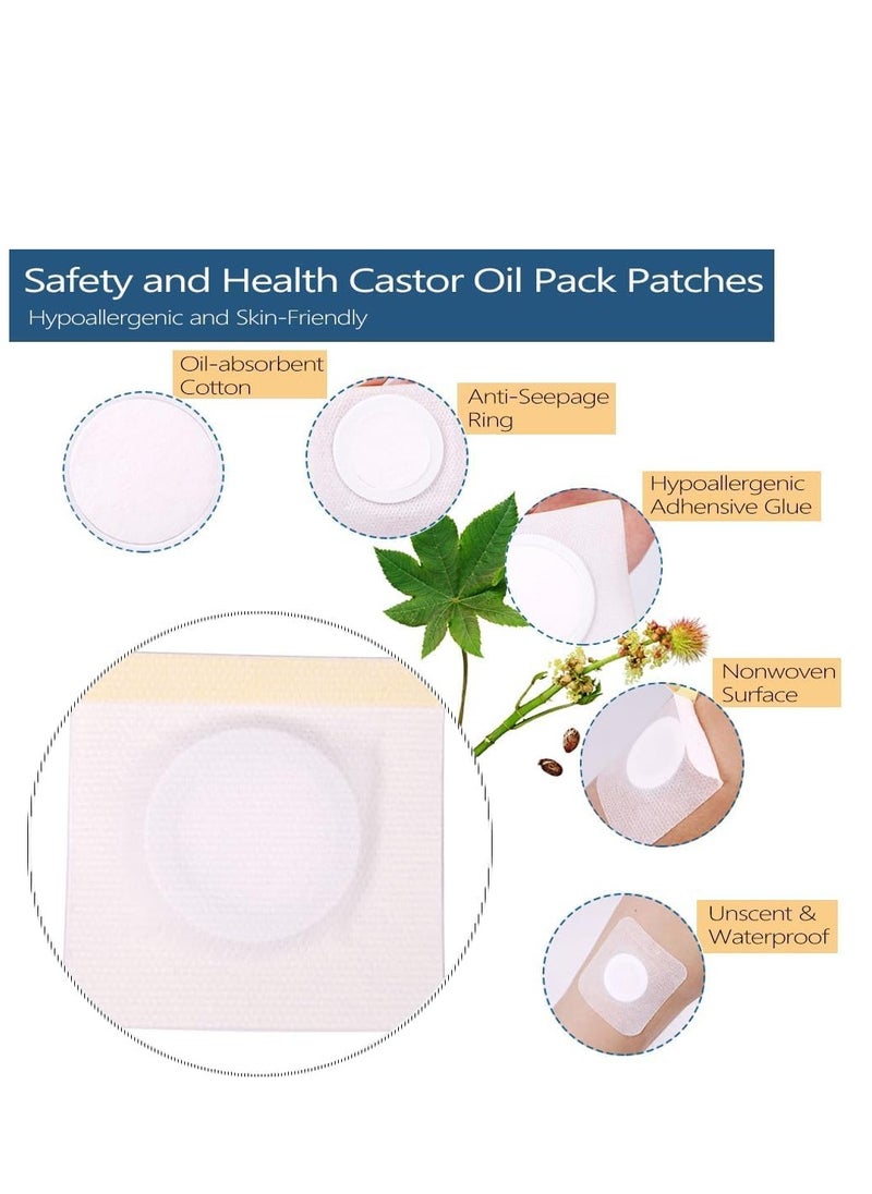 GUDOO 12 Packs Castor Oil Pack Wrap Hypoallergenic Organic Castor Oil Pack Wrap for Belly Button Disposable Self-Adhesive and Highly Absorbent Castor Oil Wraps Patch Pads  - Image 4