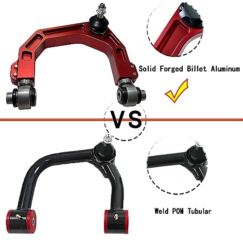 BST BSSP Upgraded Forged Front Upper Control Arms for 2-4" Lift Kit Compatible with 2007-2021 Toyota Sequoia Tundra CNC Billet Aluminum Adjustable Ball Joints w/Rod End Bearing Bushings - Image 2